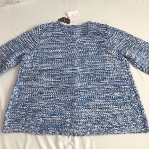 J. Jill Wearever Spray-dyed Sweater-Jacket In Blue Agate Marble New Size Large - Picture 9 of 13